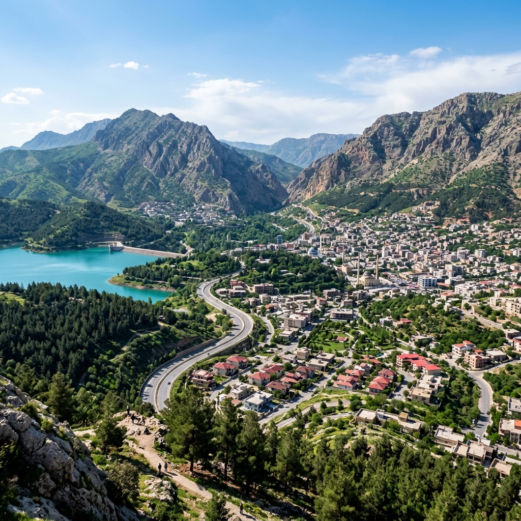 Duhok Valley, Mountains and Lake Reservoir