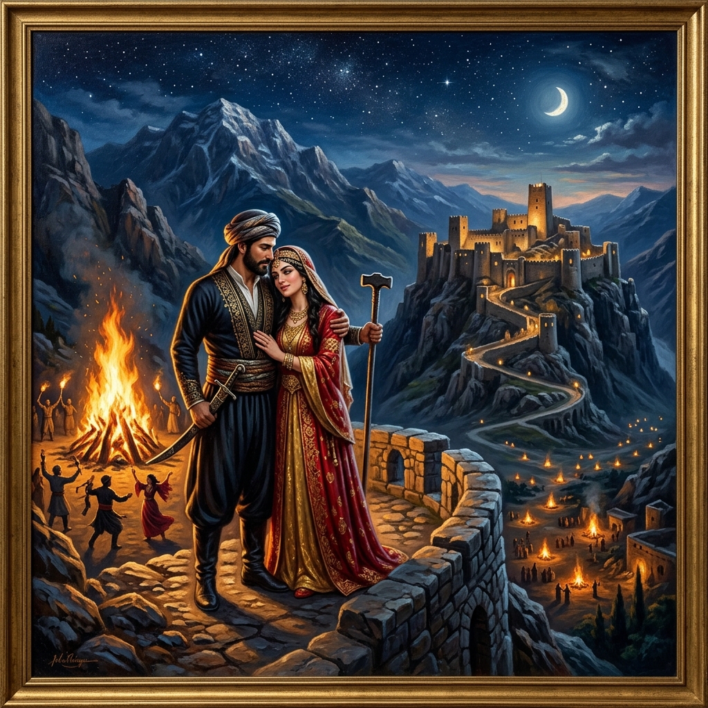 Epic Kurdish Folklore Romance Mem u Zin and Kawa Bonfire