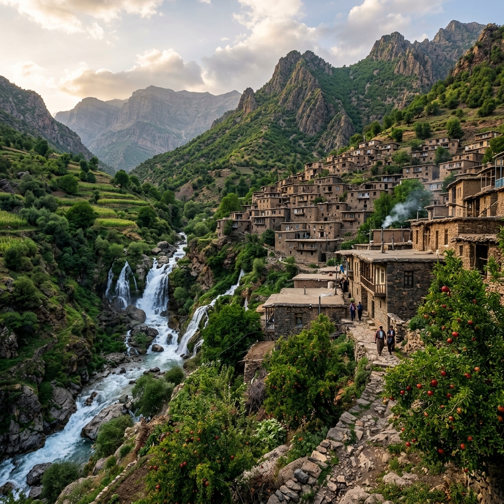 Ahmad Awa / Zalim Waterfall Village landscape in Halabja